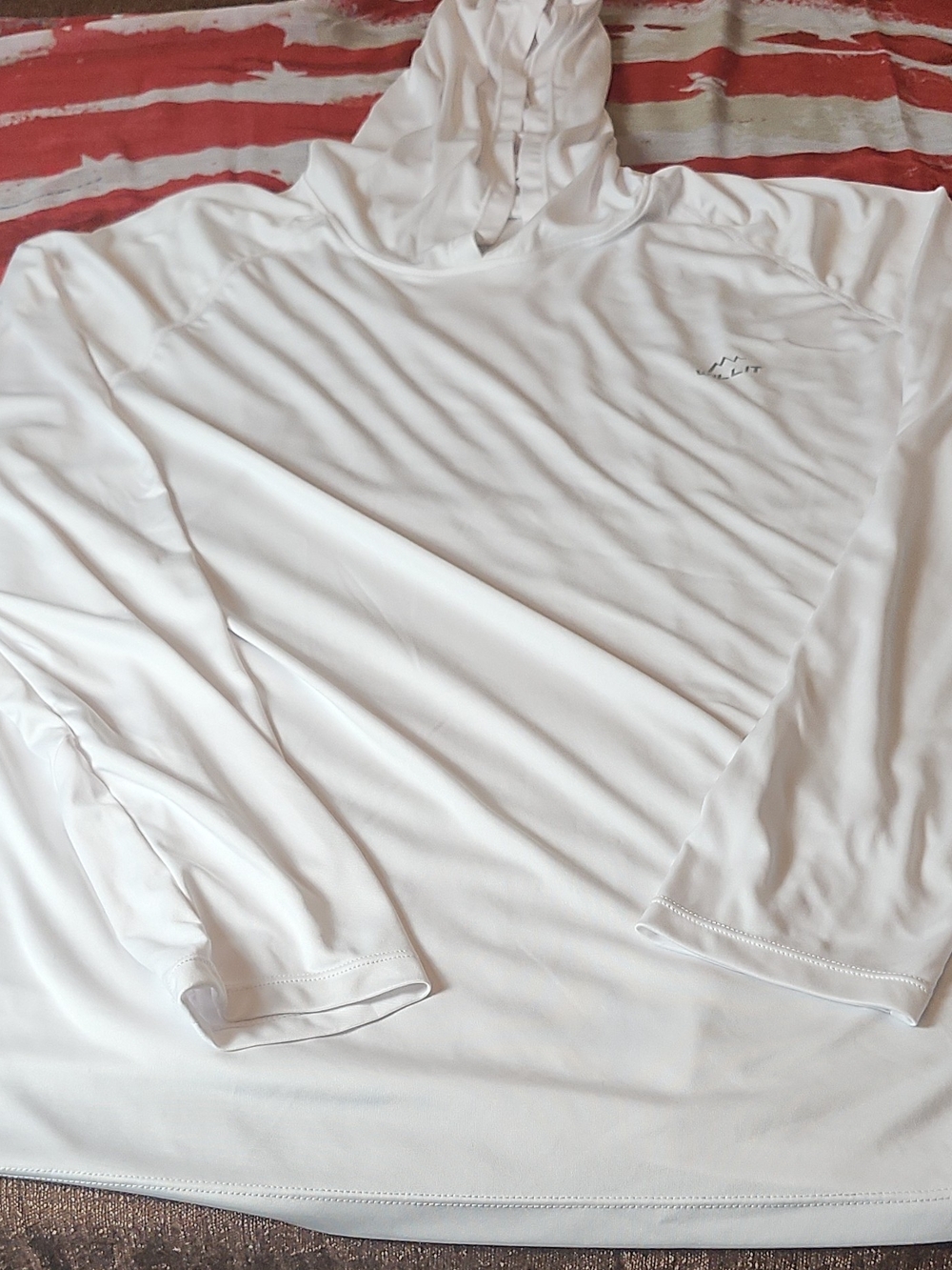 Men's White Hooded Performance Long-Sleeve Shirt